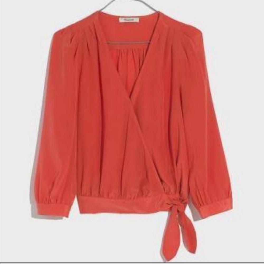 Madewell Silk Wrap Top - New